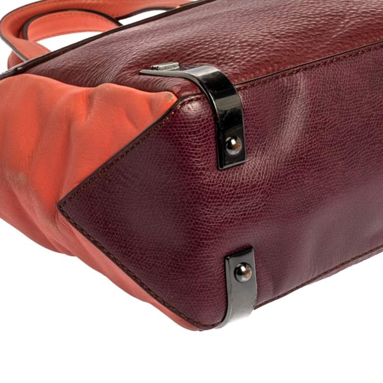 Pre Owned Marc by Marc Jacobs Burgundy/Orange Leather Zipped Satchel