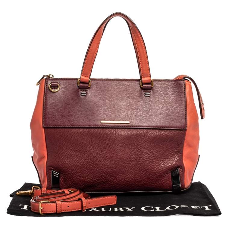 Pre Owned Marc by Marc Jacobs Burgundy/Orange Leather Zipped Satchel