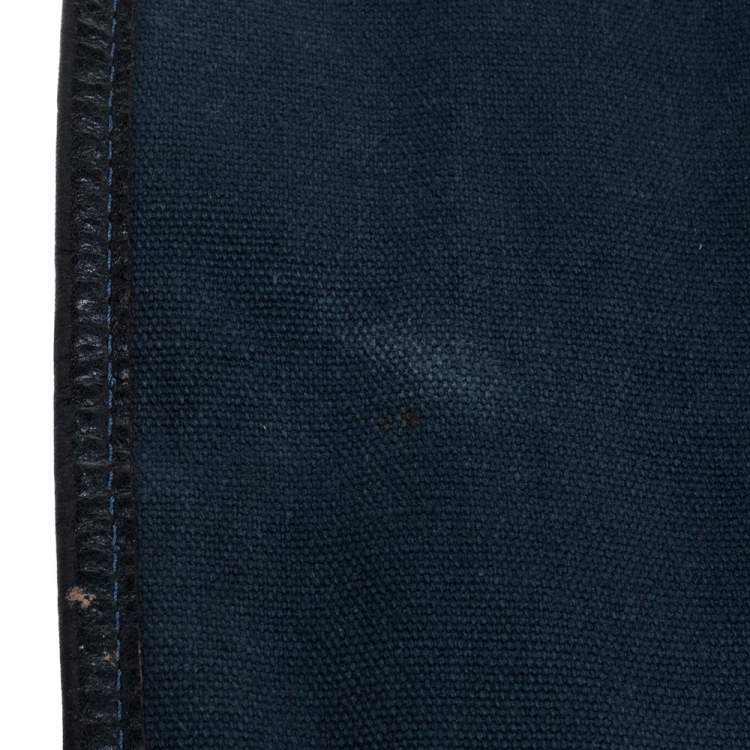 Pre Owned Marc by Marc Jacobs Dark Blue Canvas and Leather Turnlock Flap Shoulder Bag