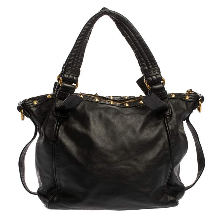 مملوكة مسبقًا Marc by Marc Jacobs Black Leather Spike Studded Shoulder Bag