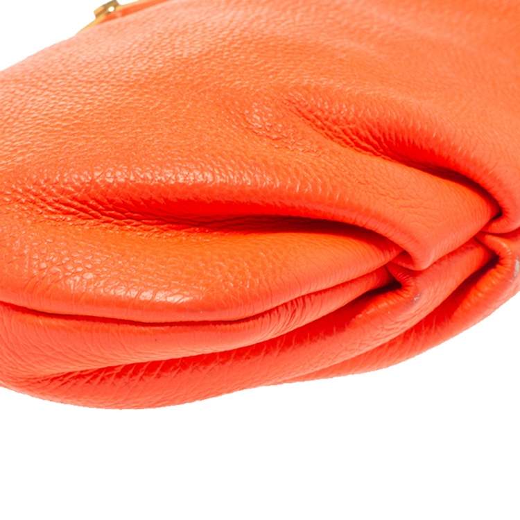 Pre Owned Marc by Marc Jacobs Neon Orange Leather Crossbody Bag