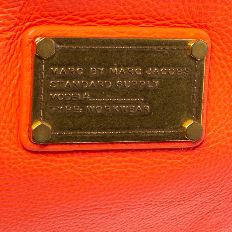 Pre Owned Marc by Marc Jacobs Neon Orange Leather Crossbody Bag