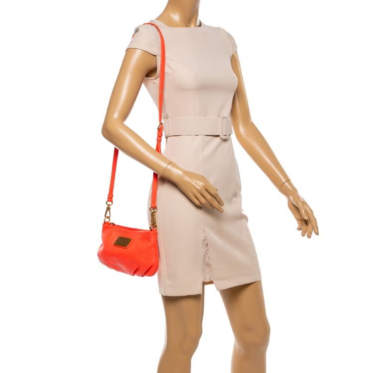 Pre Owned Marc by Marc Jacobs Neon Orange Leather Crossbody Bag