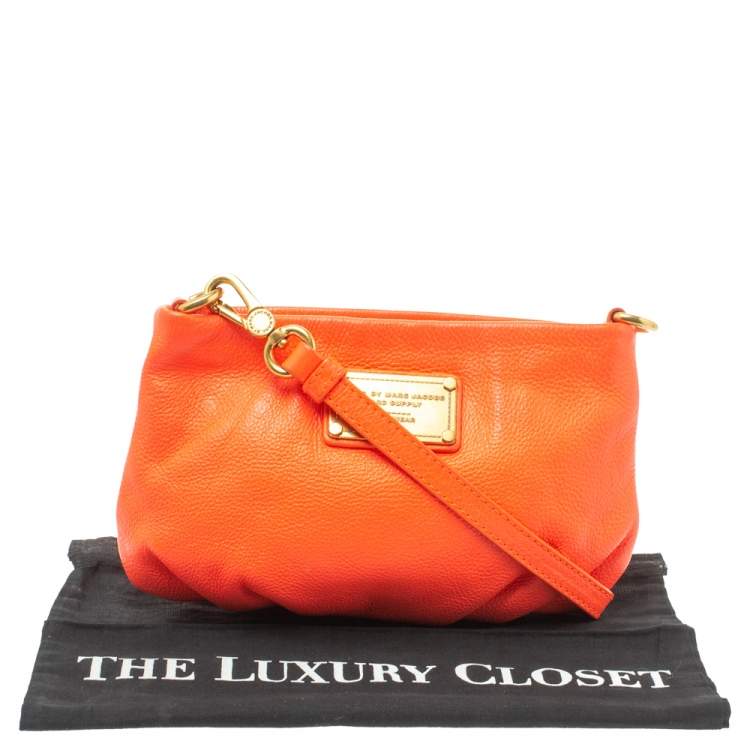 Pre Owned Marc by Marc Jacobs Neon Orange Leather Crossbody Bag
