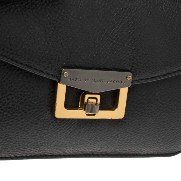 Pre Owned Marc by Marc Jacobs Black Leather Bianca Jane On A Leash Crossbody Bag