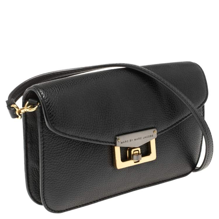 Pre Owned Marc by Marc Jacobs Black Leather Bianca Jane On A Leash Crossbody Bag