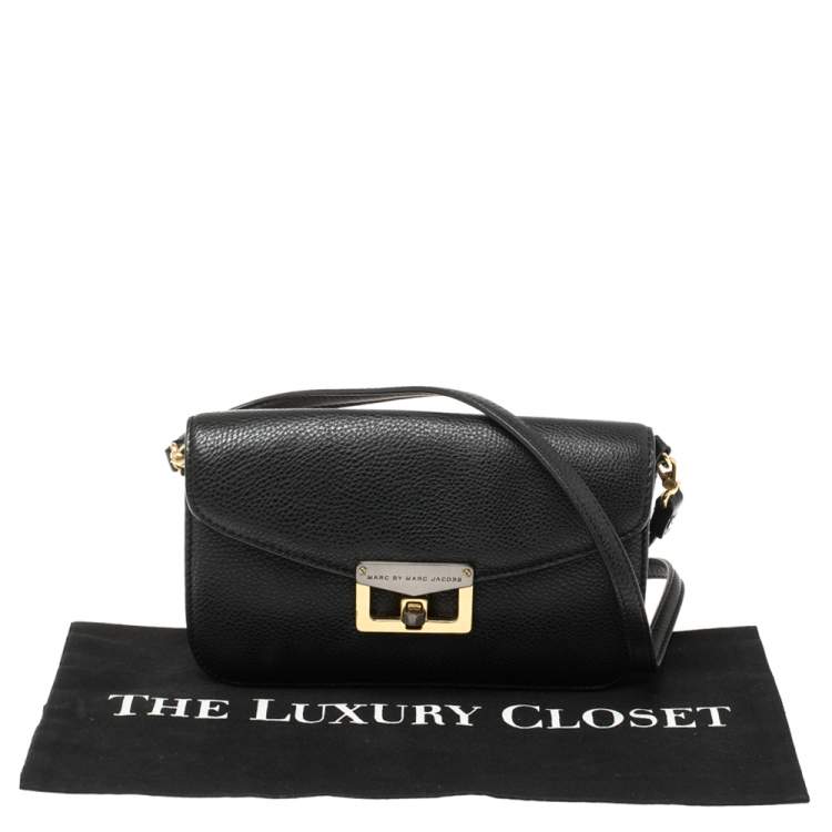 Pre Owned Marc by Marc Jacobs Black Leather Bianca Jane On A Leash Crossbody Bag