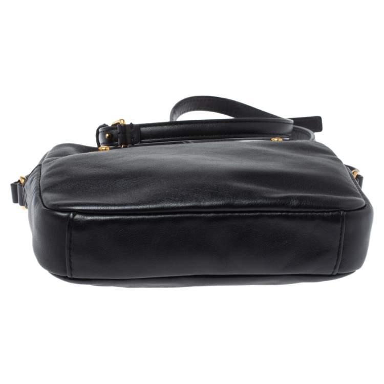 Pre Owned Marc by Marc Jacobs Black Leather Logo Plaque Shoulder Bag
