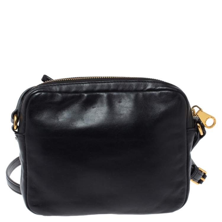 Pre Owned Marc by Marc Jacobs Black Leather Logo Plaque Shoulder Bag