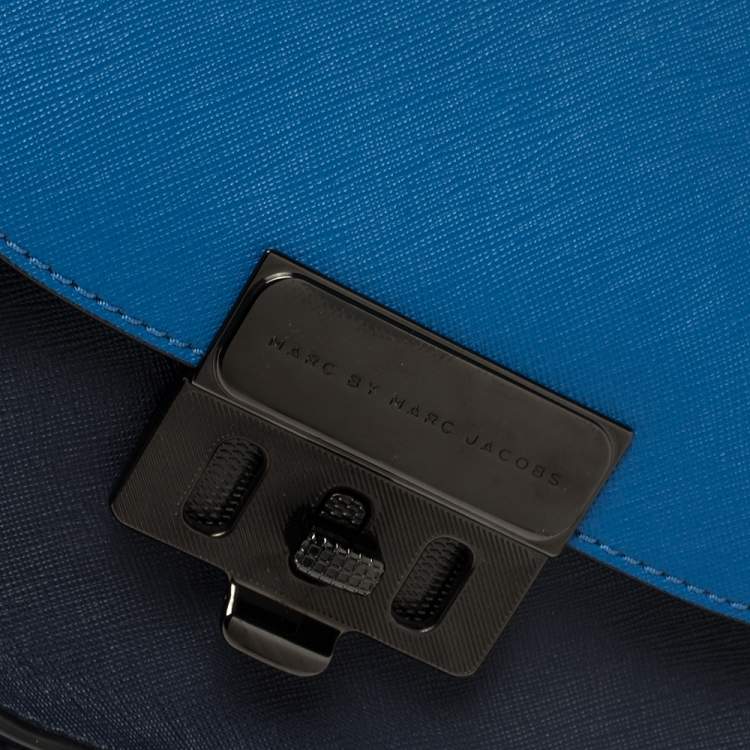 Pre Owned Marc by Marc Jacobs Blue/Black Leather Lip Lock Shoulder Bag