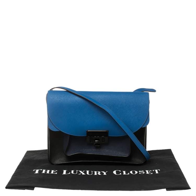 Pre Owned Marc by Marc Jacobs Blue/Black Leather Lip Lock Shoulder Bag