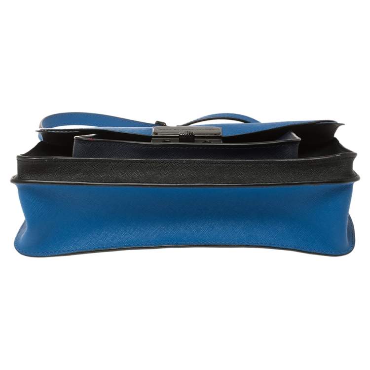 Pre Owned Marc by Marc Jacobs Blue/Black Leather Lip Lock Shoulder Bag