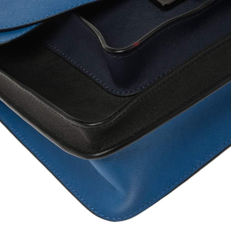 Pre Owned Marc by Marc Jacobs Blue/Black Leather Lip Lock Shoulder Bag