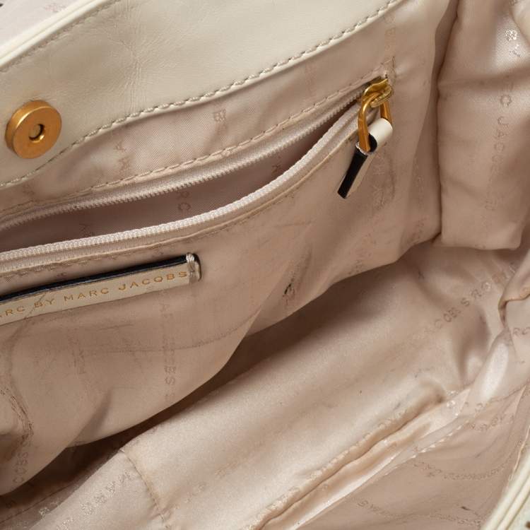 Pre Owned Marc By Marc Jacobs Blue/White Leather Goodbye Columbus Top Handle Bag