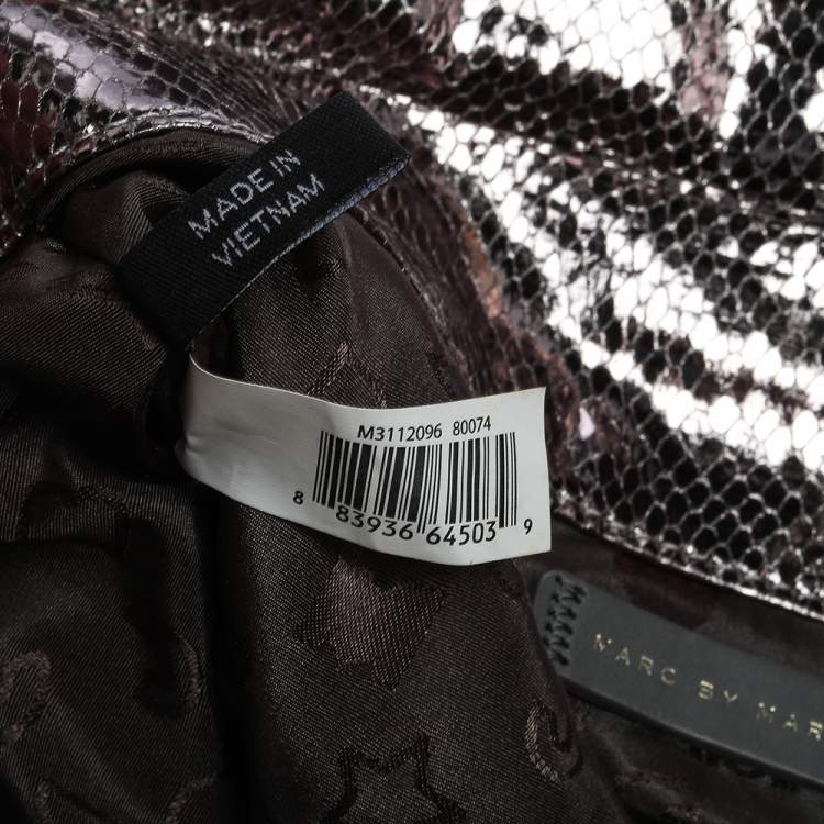 مملوكة مسبقًا Marc by Marc Jacobs Metallic Snakeskin Effect Leather Fold Over Clutch