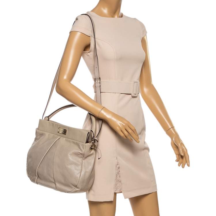Pre Owned Marc by Marc Jacobs Beige Leather Marchive Hilli Hobo