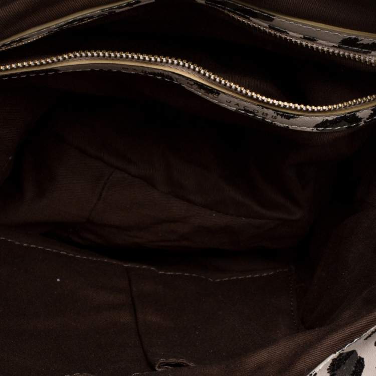 Pre Owned Marc by Marc Jacobs Beige/Black Leopard Print Leather New Q Lil Riz Hobo
