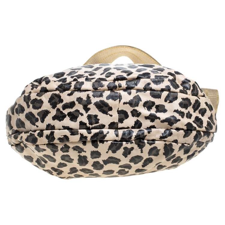 Pre Owned Marc by Marc Jacobs Beige/Black Leopard Print Leather New Q Lil Riz Hobo