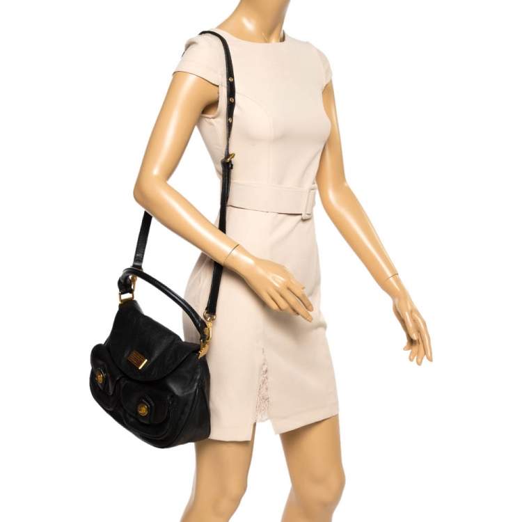 مملوكة مسبقًا Marc by Marc Jacobs Black Leather Double Pocket Crossbody Bag