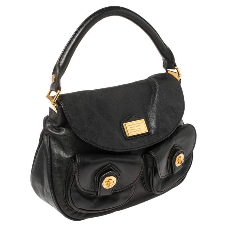 مملوكة مسبقًا Marc by Marc Jacobs Black Leather Double Pocket Crossbody Bag