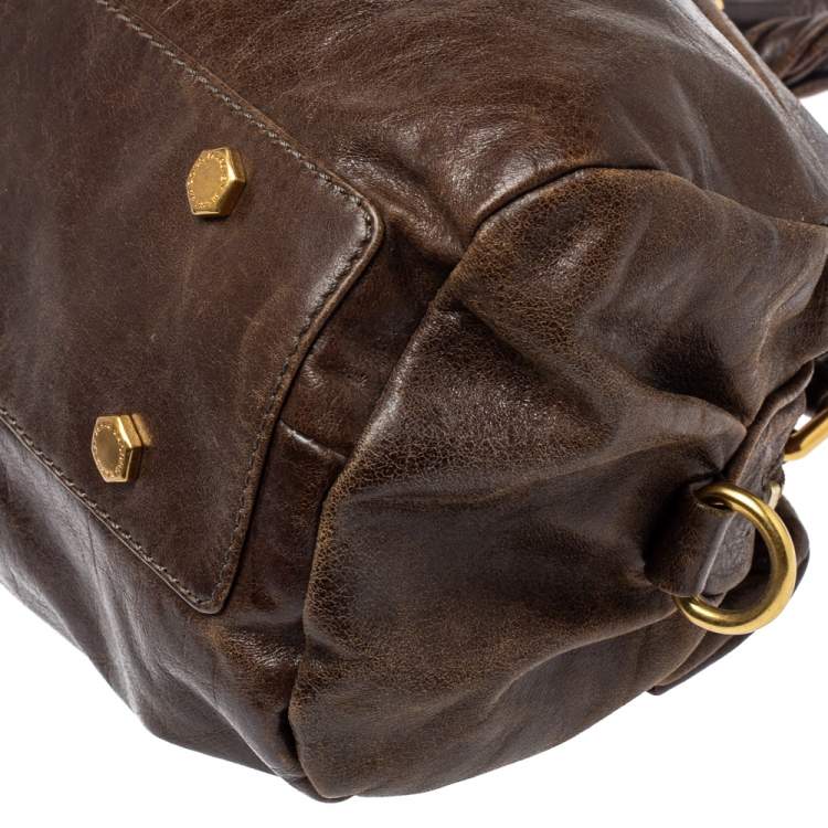 Pre Owned Marc by Marc Jacobs Brown Leather Twisted Q Groove Satchel