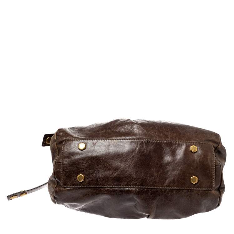 Pre Owned Marc by Marc Jacobs Brown Leather Twisted Q Groove Satchel