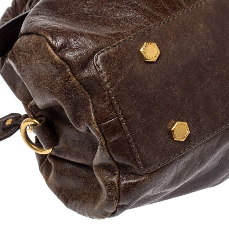 Pre Owned Marc by Marc Jacobs Brown Leather Twisted Q Groove Satchel