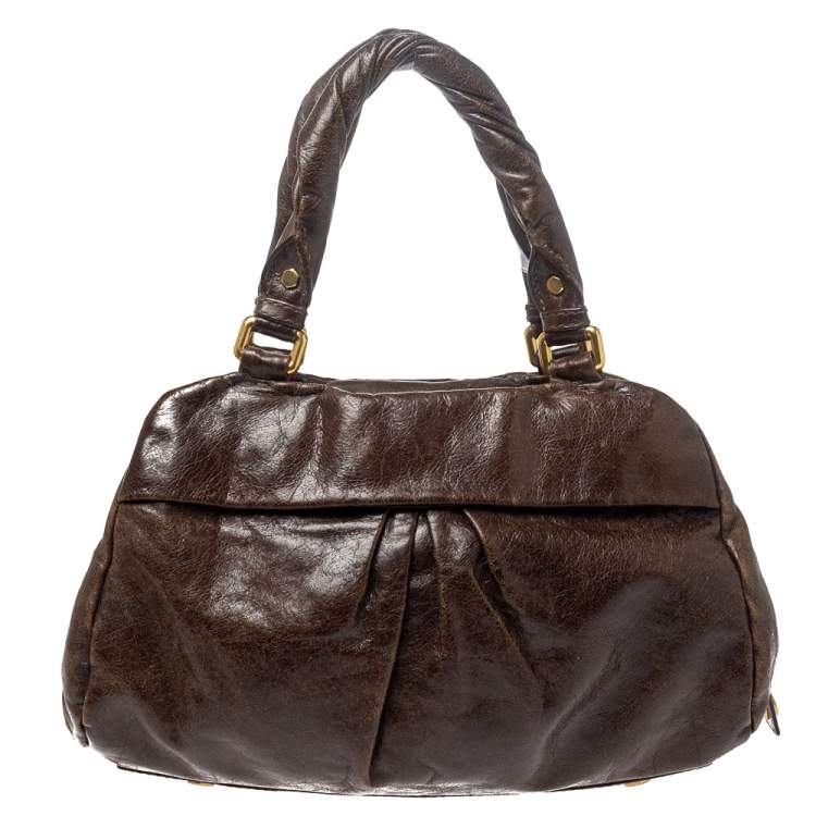 Pre Owned Marc by Marc Jacobs Brown Leather Twisted Q Groove Satchel