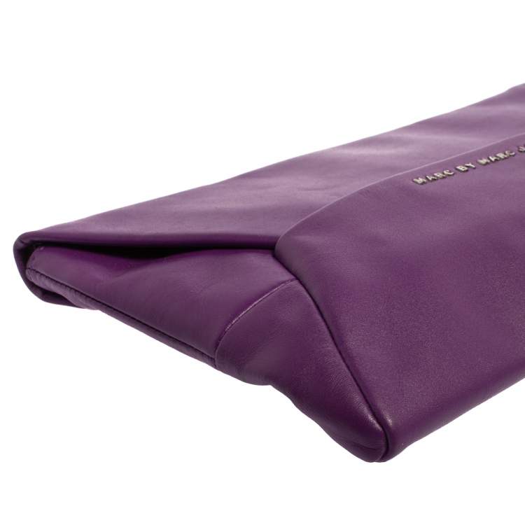 Pre Owned Marc by Marc Jacobs Purple Leather Tangram Anna Envelope Clutch