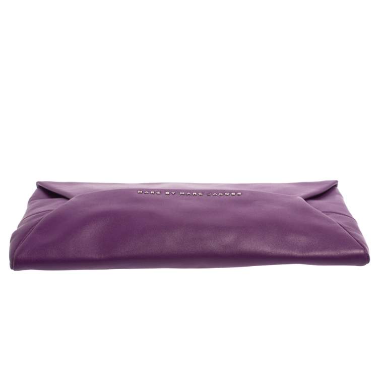 Pre Owned Marc by Marc Jacobs Purple Leather Tangram Anna Envelope Clutch