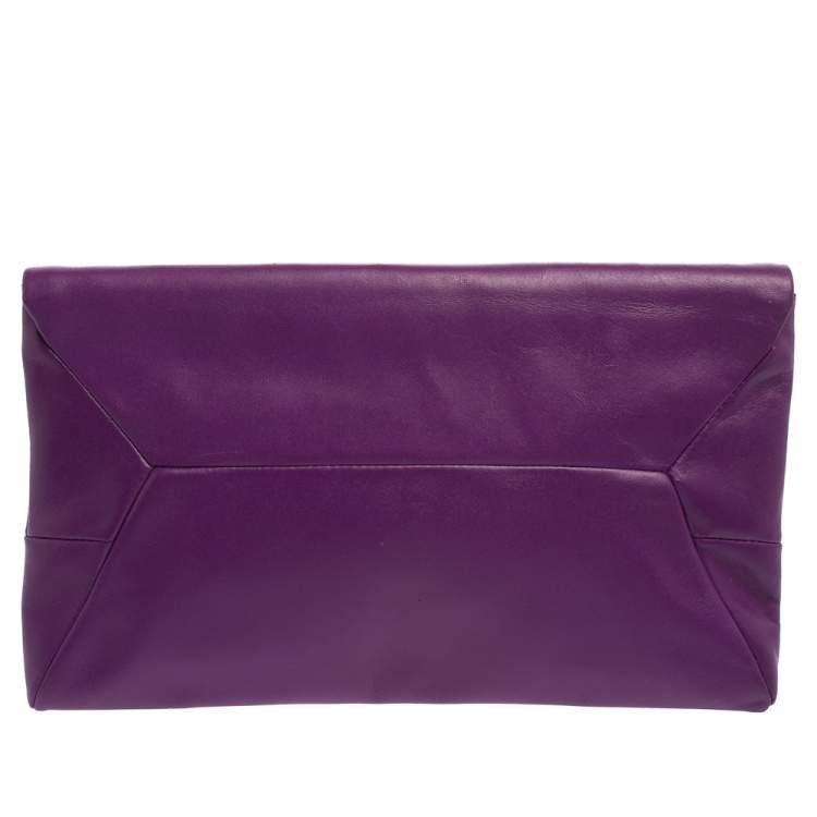 Pre Owned Marc by Marc Jacobs Purple Leather Tangram Anna Envelope Clutch
