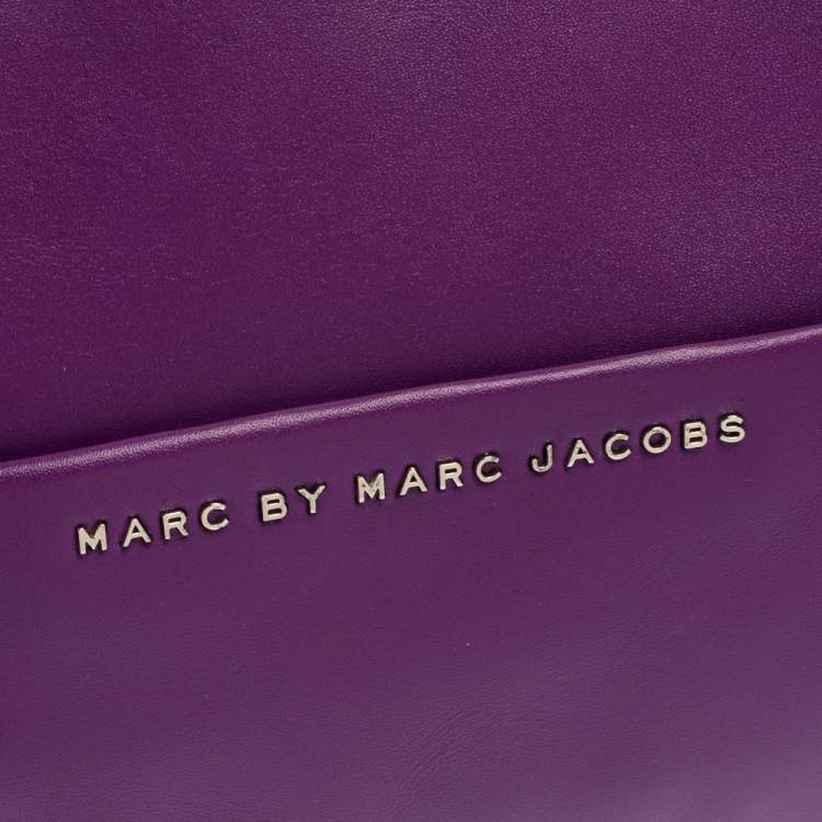 Pre Owned Marc by Marc Jacobs Purple Leather Tangram Anna Envelope Clutch