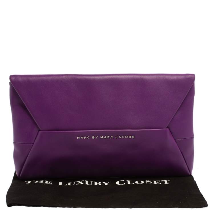 Pre Owned Marc by Marc Jacobs Purple Leather Tangram Anna Envelope Clutch