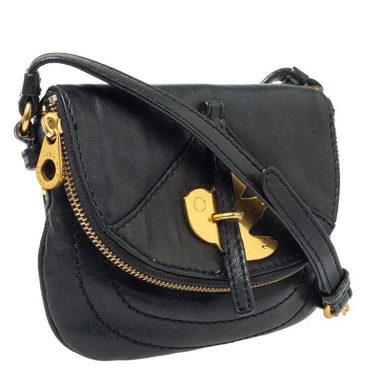Pre Owned Marc by Marc Jacobs Black Leather Petal to the Metal Crossbody Bag