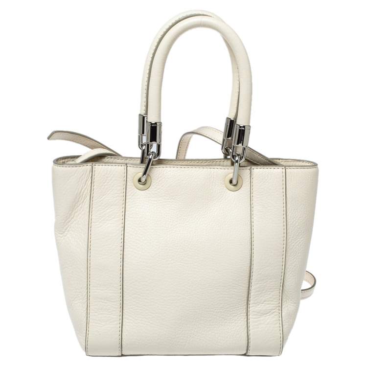 Pre Owned Marc By Marc Jacobs White Leather Eyelet Tote