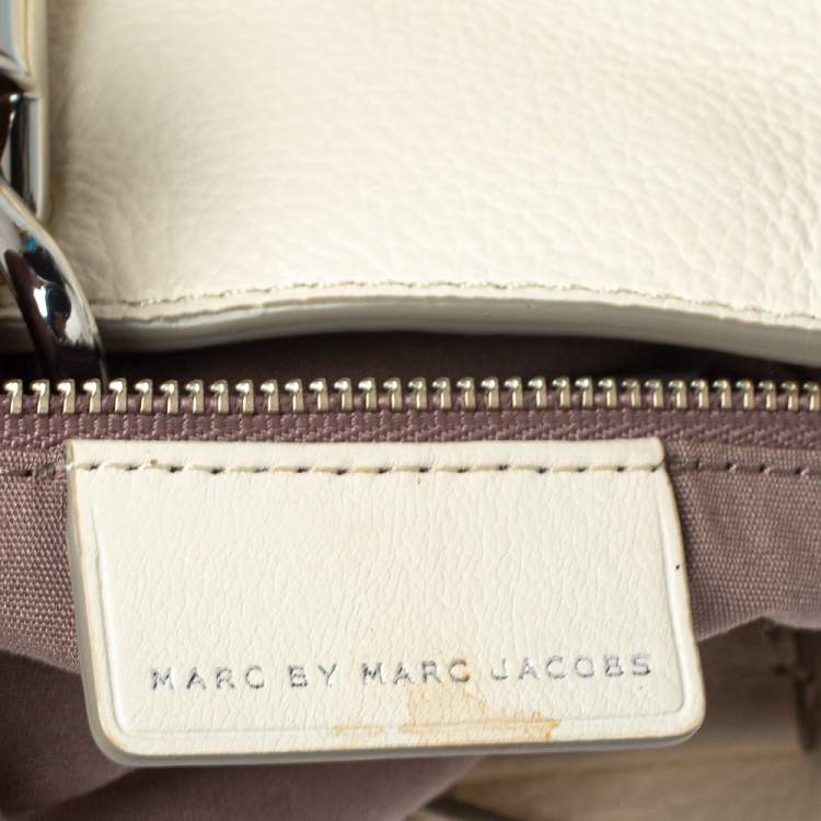 Pre Owned Marc By Marc Jacobs White Leather Eyelet Tote