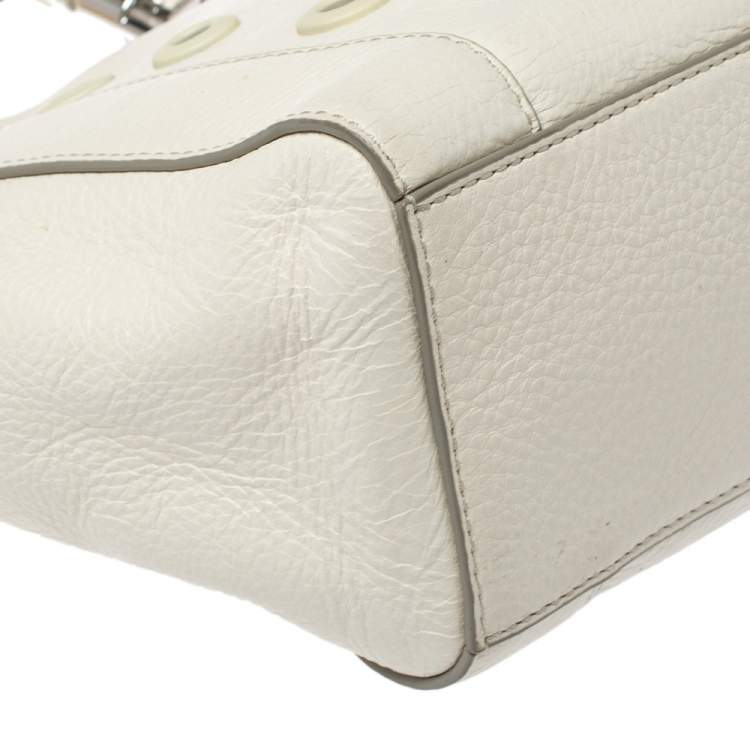 Pre Owned Marc By Marc Jacobs White Leather Eyelet Tote