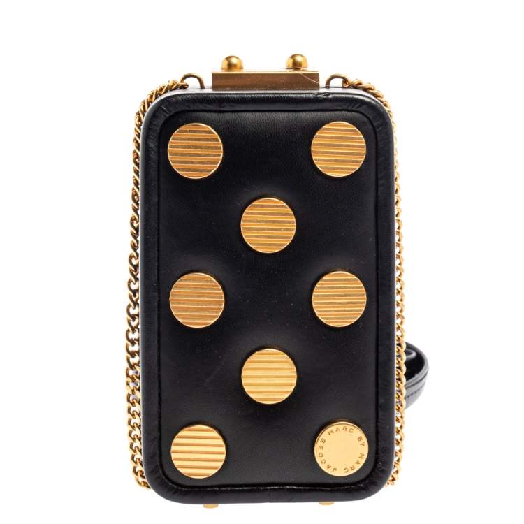 Pre Owned Marc by Marc Jacobs Black Leather Studded Phone Box Bag