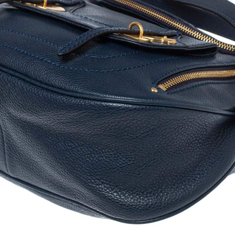 Pre Owned Marc by Marc Jacobs Navy Blue Leather Petal to the Metal Natasha Bird Shoulder Bag