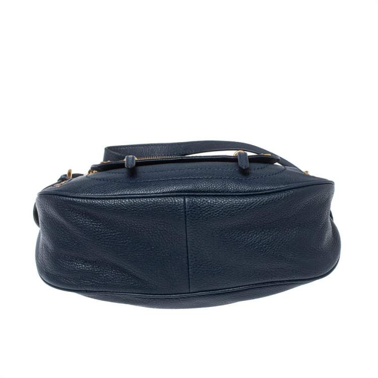 Pre Owned Marc by Marc Jacobs Navy Blue Leather Petal to the Metal Natasha Bird Shoulder Bag
