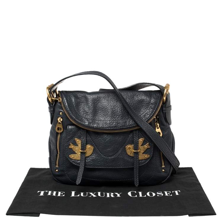 Pre Owned Marc by Marc Jacobs Blue Leather Petal to the Metal Natasha Bird Shoulder Bag
