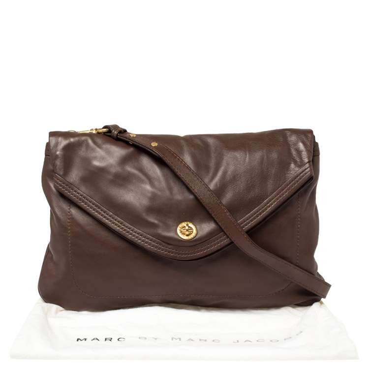 Pre Owned Marc by Marc Jacobs Brown Leather Flap Shoulder Bag
