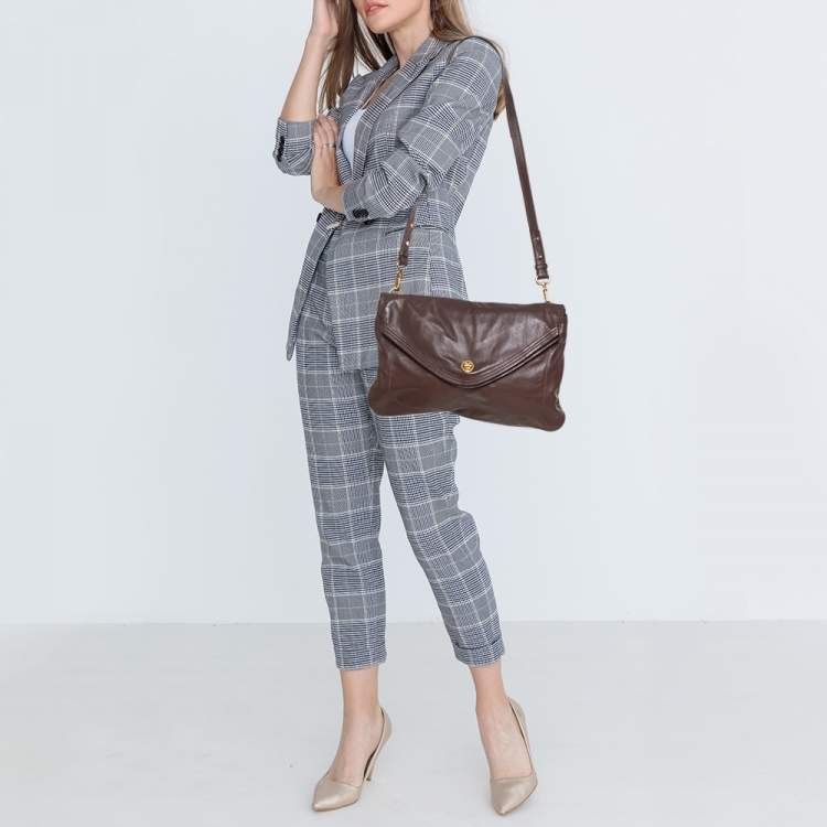 Pre Owned Marc by Marc Jacobs Brown Leather Flap Shoulder Bag