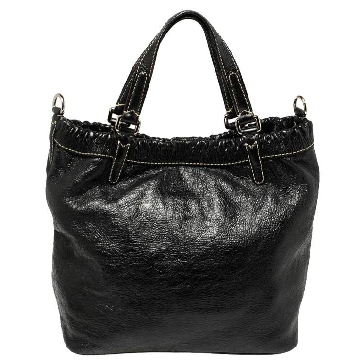Pre Owned Marc by Marc Jacobs Black Crinkled  Leather Tote