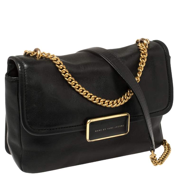 Pre Owned Marc by Marc Jacobs Black Leather Rebel 24 Shoulder Bag