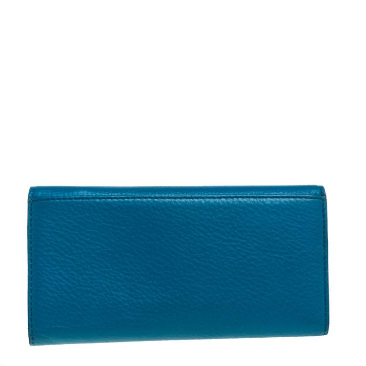 Pre Owned Marc by Marc Jacobs Blue Leather Flap Continental Wallet