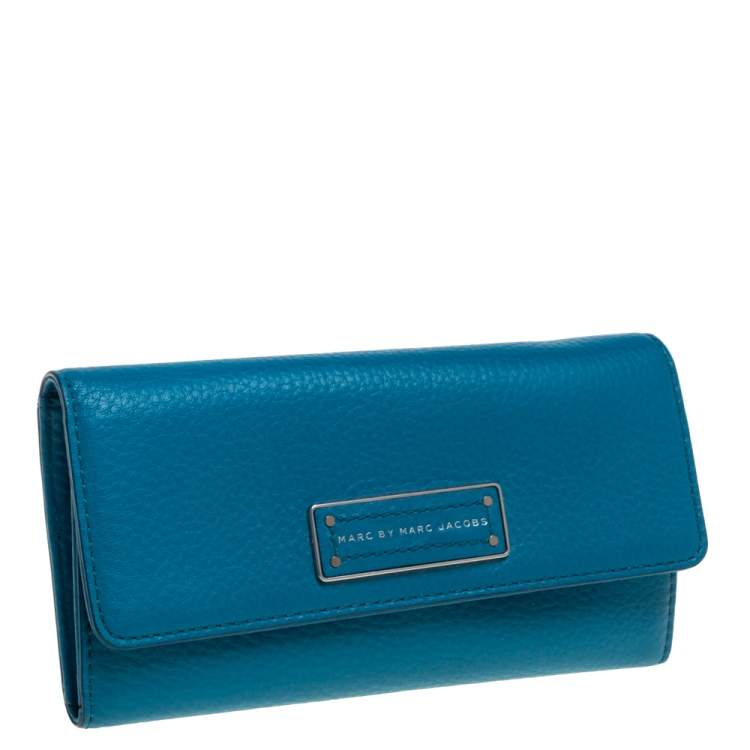 Pre Owned Marc by Marc Jacobs Blue Leather Flap Continental Wallet