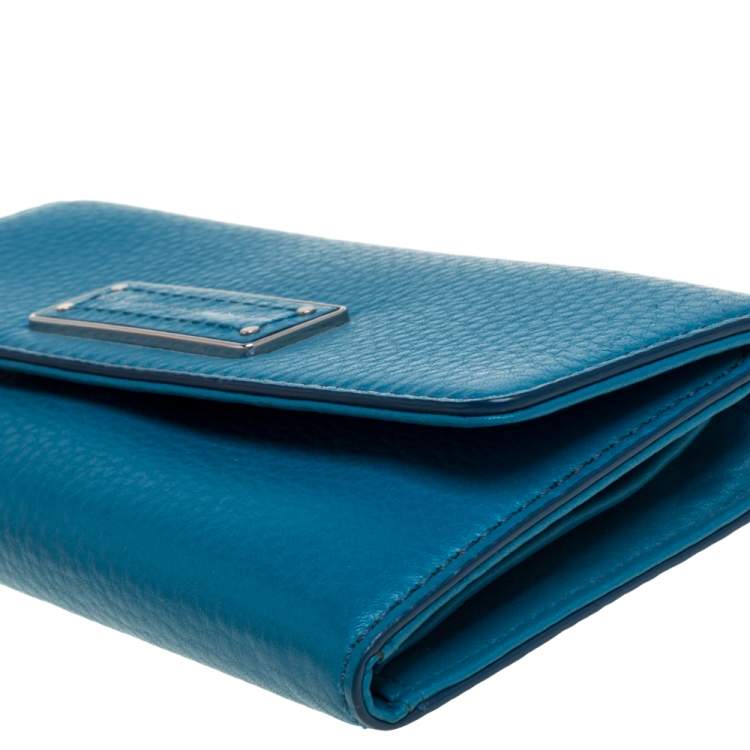 Pre Owned Marc by Marc Jacobs Blue Leather Flap Continental Wallet