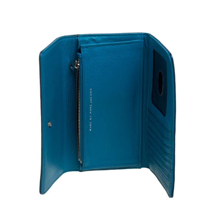Pre Owned Marc by Marc Jacobs Blue Leather Flap Continental Wallet