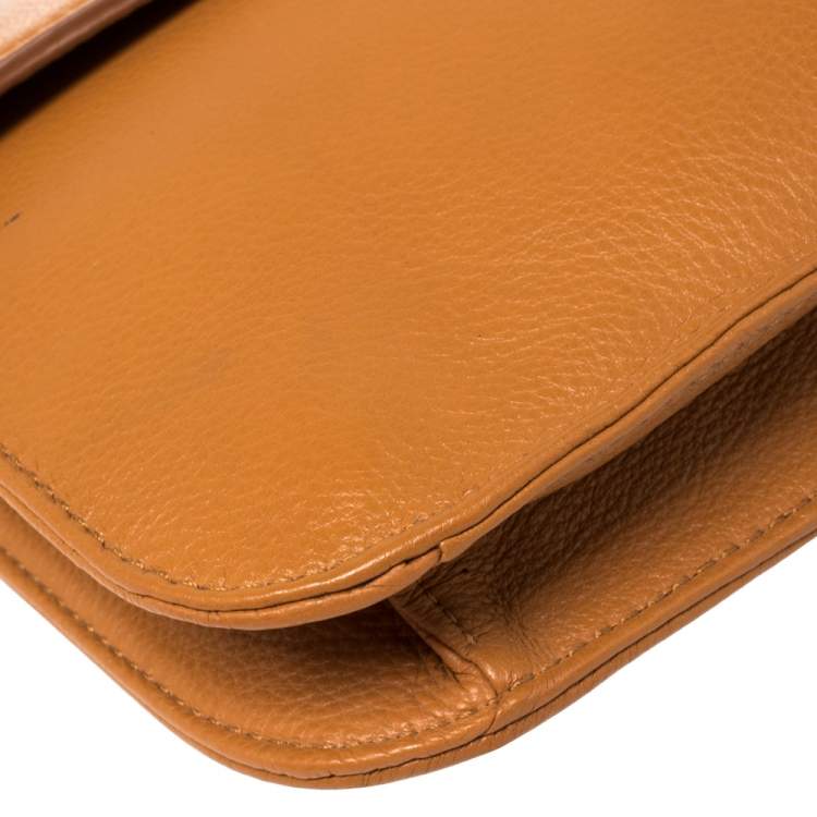 Pre Owned Marc by Marc Jacobs Tan Leather Bianca Envelope Clutch